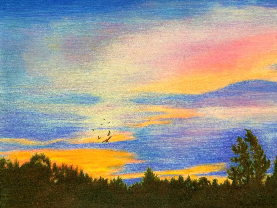 ONLINE: Colored Pencil Landscape Drawing image